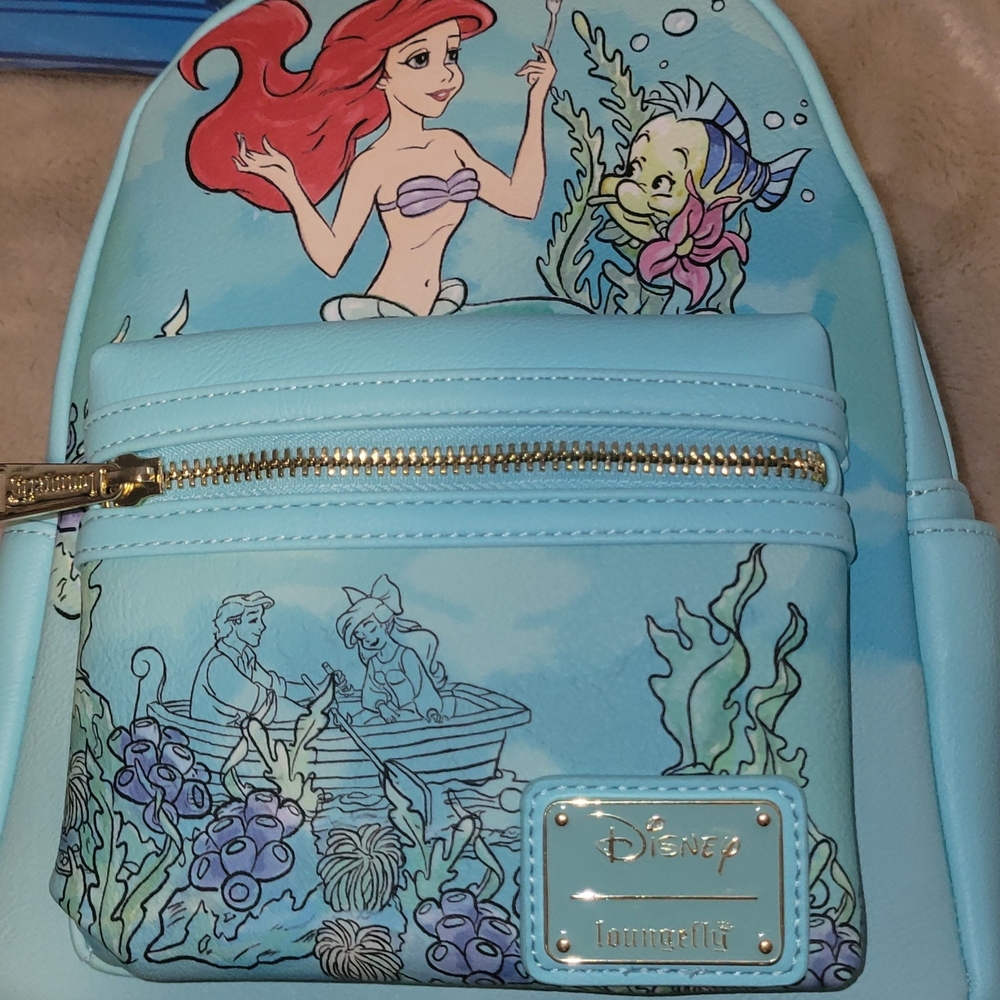 Loungefly Light Blue Ariel and Flounder Backpack